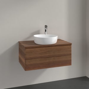 Villeroy & Boch Antao Waschbeckenunterschrank, 80 x 19 cm, 2 Auszüge, Fronten mit Struktur, mit Hahnloch
