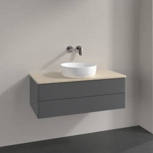 Villeroy & Boch Antao Waschbeckenunterschrank, 100 x 19 cm, 2 Auszüge, Fronten ohne Struktur, ohne Hahnloch