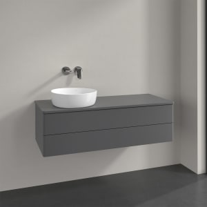 Villeroy & Boch Antao Waschbeckenunterschrank, 120 x 19 cm, 2 Auszüge, Fronten ohne Struktur, mit Hahnloch, für Waschtisch links