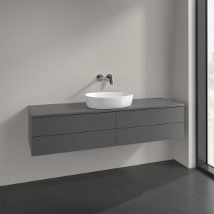 Villeroy & Boch Antao Waschbeckenunterschrank, 160 x 19 cm, 4 Auszüge, Fronten ohne Struktur, ohne Hahnloch, für Waschtisch mittig