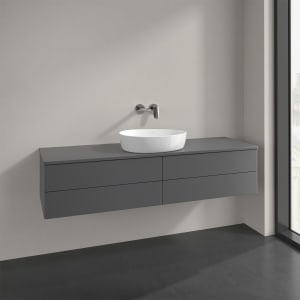 Villeroy & Boch Antao Waschbeckenunterschrank, 160 x 19 cm, 4 Auszüge, Fronten ohne Struktur, mit Hahnloch, für Waschtisch mittig