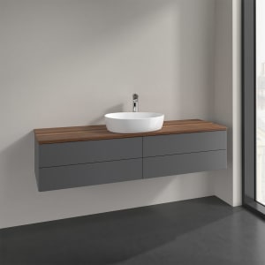 Villeroy & Boch Antao Waschbeckenunterschrank, 160 x 19 cm, 4 Auszüge, Fronten ohne Struktur, mit Hahnloch, für Waschtisch mittig