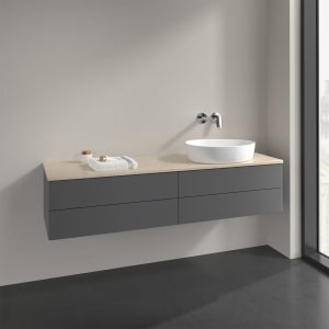 Villeroy & Boch Antao Waschbeckenunterschrank, 160 x 19 cm, 4 Auszüge, Fronten ohne Struktur, ohne Hahnloch, für Waschtisch rechts