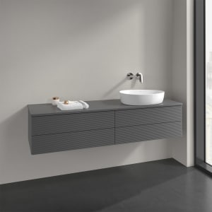 Villeroy & Boch Antao Waschbeckenunterschrank, 160 x 19 cm, 4 Auszüge, Fronten mit Struktur, ohne Hahnloch, für Waschtisch rechts