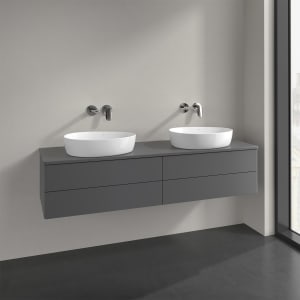 Villeroy & Boch Antao Waschbeckenunterschrank, 160 x 19 cm, 4 Auszüge, Fronten ohne Struktur, ohne Hahnloch, für Waschtisch links und rechts