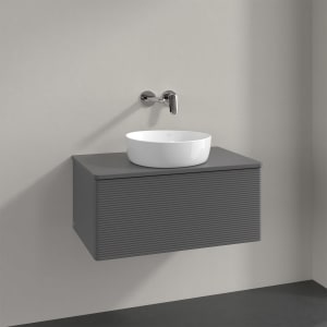 Villeroy & Boch Antao Waschbeckenunterschrank, 80 x 36 cm, 1 Auszug, Front mit Struktur, mit Hahnloch