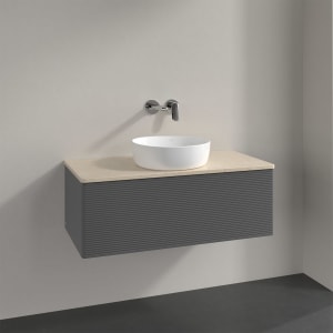 Villeroy & Boch Antao Waschbeckenunterschrank, 100 x 36 cm, 1 Auszug, Front mit Struktur, ohne Hahnloch