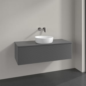 Villeroy & Boch Antao Waschbeckenunterschrank, 120 x 36 cm, 1 Auszug, Front mit Struktur, mit Hahnloch, für Waschtisch mittig