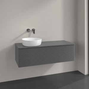 Villeroy & Boch Antao Waschbeckenunterschrank, 120 x 36 cm, 1 Auszug, Front mit Struktur, mit Hahnloch, für Waschtisch links