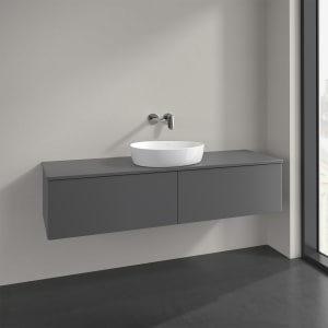 Villeroy & Boch Antao Waschbeckenunterschrank, 160 x 36 cm, 2 Auszüge, Front ohne Struktur, mit Hahnloch, für Waschtisch mittig
