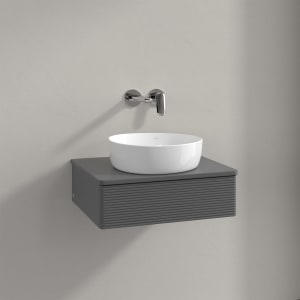 Villeroy & Boch Antao Waschbeckenunterschrank, 60 x 19 cm, 1 Auszug mit LED-Licht, Front mit Struktur, mit Hahnloch