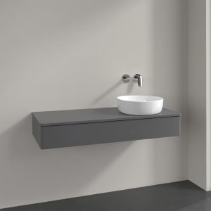 Villeroy & Boch Antao Waschbeckenunterschrank, 120 x 19 cm, 1 Auszug mit LED-Licht, Front ohne Struktur, mit Hahnloch, für Waschtisch rechts