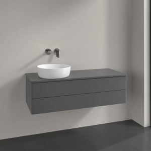 Villeroy & Boch Antao Waschbeckenunterschrank, 120 x 36 cm, 2 Auszüge mit LED-Licht, Front ohne Struktur, ohne Hahnloch, für Waschtisch links