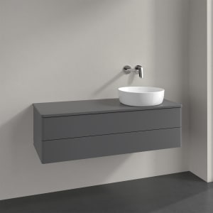 Villeroy & Boch Antao Waschbeckenunterschrank, 120 x 36 cm, 2 Auszüge mit LED-Licht, Front ohne Struktur, ohne Hahnloch, für Waschtisch rechts