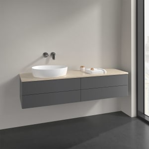 Villeroy & Boch Antao Waschbeckenunterschrank, 160 x 36 cm, 4 Auszüge mit LED-Licht, Front ohne Struktur, ohne Hahnloch, für Waschtisch links