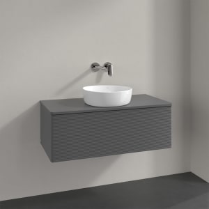 Villeroy & Boch Antao Waschbeckenunterschrank, 100 x 36 cm, 1 Auszug mit LED-Licht, Front mit Struktur, mit Hahnloch