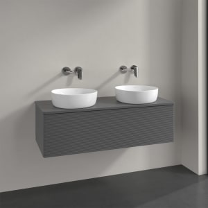 Villeroy & Boch Antao Waschbeckenunterschrank, 120 x 36 cm, 1 Auszug mit LED-Licht, Front mit Struktur, ohne Hahnloch, für Waschtisch links und rechts