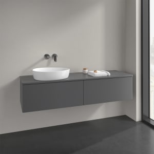 Villeroy & Boch Antao Waschbeckenunterschrank, 160 x 36 cm, 2 Auszüge mit LED-Licht, Front ohne Struktur, ohne Hahnloch, für Waschtisch links