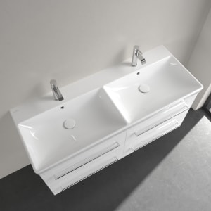 Villeroy & Boch Avento Schrank-Doppelwaschtisch 120 x 47 cm, mit 2 Hahnlöchern, mit Überlauf
