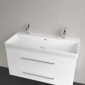 Villeroy & Boch Avento Schrankwaschtisch 100 x 47 cm, mit 2 Hahnlöchern, mit Überlauf
