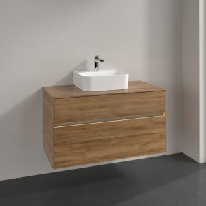 Villeroy & Boch Collaro Waschtischunterschrank 100 x 50 cm, mit 2 Auszügen und LED-Beleuchtung für Finion Waschtisch