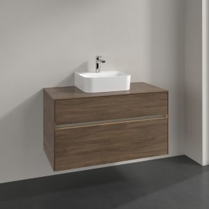 Villeroy & Boch Collaro Waschtischunterschrank 100 x 50 cm, mit 2 Auszügen und LED-Beleuchtung für Finion Waschtisch