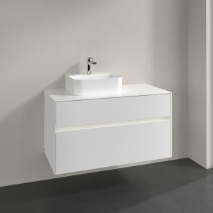 Villeroy & Boch Collaro Waschtischunterschrank 100 x 50 cm, mit 2 Auszügen und LED-Beleuchtung für Finion Waschtisch