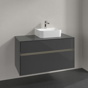 Villeroy & Boch Collaro Waschtischunterschrank 100 x 50 cm, mit 2 Auszügen und LED-Beleuchtung für Finion Waschtisch