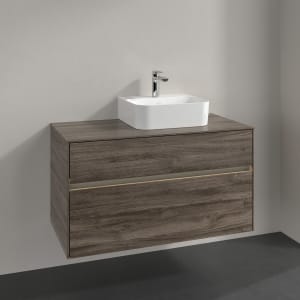 Villeroy & Boch Collaro Waschtischunterschrank 100 x 50 cm, mit 2 Auszügen und LED-Beleuchtung für Finion Waschtisch