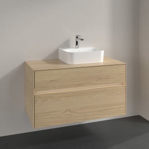 Villeroy & Boch Collaro Waschtischunterschrank 100 x 50 cm, mit 2 Auszügen und LED-Beleuchtung für Finion Waschtisch