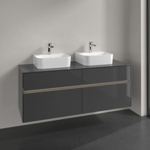 Villeroy & Boch Collaro Waschtischunterschrank 140 x 50 cm, mit 4 Auszügen und LED-Beleuchtung für 2 Finion Waschtische