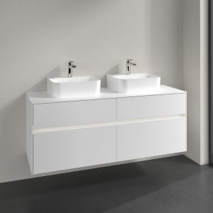 Villeroy & Boch Collaro Waschtischunterschrank 140 x 50 cm, mit 4 Auszügen und LED-Beleuchtung für 2 Finion Waschtische