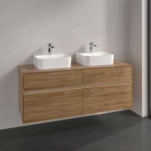 Villeroy & Boch Collaro Waschtischunterschrank 140 x 50 cm, mit 4 Auszügen und LED-Beleuchtung für 2 Finion Waschtische