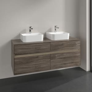 Villeroy & Boch Collaro Waschtischunterschrank 140 x 50 cm, mit 4 Auszügen und LED-Beleuchtung für 2 Finion Waschtische