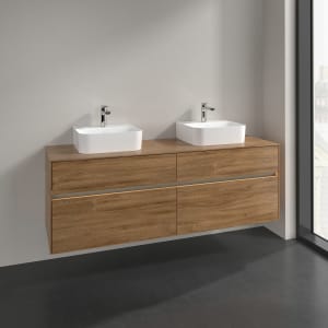 Villeroy & Boch Collaro Waschtischunterschrank 160 x 50 cm, mit 4 Auszügen und LED-Beleuchtung für 2 Finion Waschtische