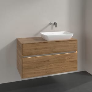 Villeroy & Boch Collaro Waschtischunterschrank 100 x 50 cm, mit 2 Auszügen und LED-Beleuchtung für Venticello Waschtisch