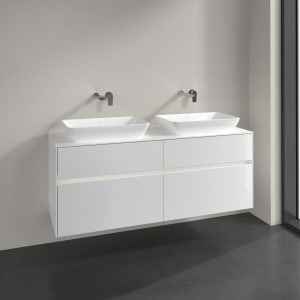 Villeroy & Boch Collaro Waschtischunterschrank 140 x 50 cm, mit 4 Auszügen und LED-Beleuchtung für 2 Venticello Waschtische