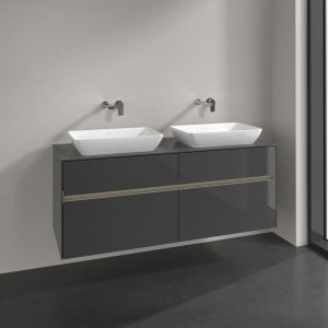 Villeroy & Boch Collaro Waschtischunterschrank 140 x 50 cm, mit 4 Auszügen und LED-Beleuchtung für 2 Venticello Waschtische