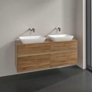 Villeroy & Boch Collaro Waschtischunterschrank 140 x 50 cm, mit 4 Auszügen und LED-Beleuchtung für 2 Venticello Waschtische