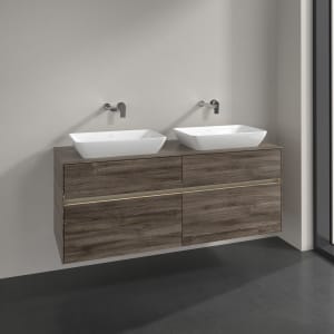 Villeroy & Boch Collaro Waschtischunterschrank 140 x 50 cm, mit 4 Auszügen und LED-Beleuchtung für 2 Venticello Waschtische