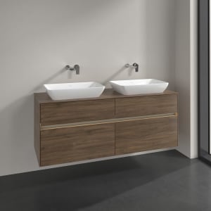 Villeroy & Boch Collaro Waschtischunterschrank 140 x 50 cm, mit 4 Auszügen und LED-Beleuchtung für 2 Venticello Waschtische