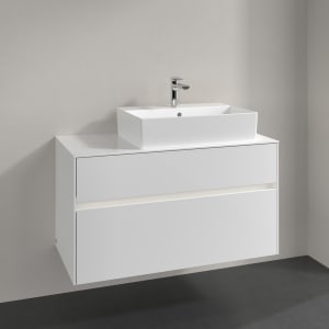 Villeroy & Boch Collaro Waschtischunterschrank 100 x 50 cm, mit 2 Auszügen und LED-Beleuchtung