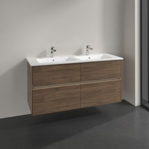 Villeroy & Boch Collaro Waschtischunterschrank 126 x 48 cm, mit 4 Auszügen und LED-Beleuchtung für Venticello Waschtisch