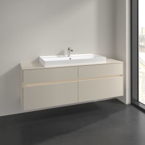 Villeroy & Boch Collaro Waschtischunterschrank 160 x 54,8 cm mit 4 Auszügen und LED Licht, für WT mittig