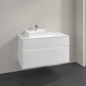 Villeroy & Boch Collaro Waschtischunterschrank 100 x 54,8 cm mit 2 Auszügen und LED Licht, für WT links