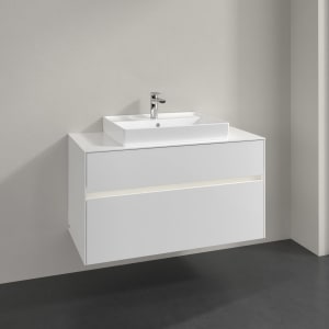 Villeroy & Boch Collaro Waschtischunterschrank 100 x 54,8 cm mit 2 Auszügen und LED Licht, für WT mittig