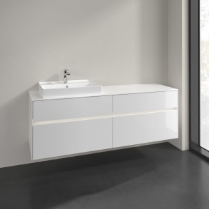 Villeroy & Boch Collaro Waschtischunterschrank 160 x 54,8 cm mit 4 Auszügen und LED Licht, für WT links
