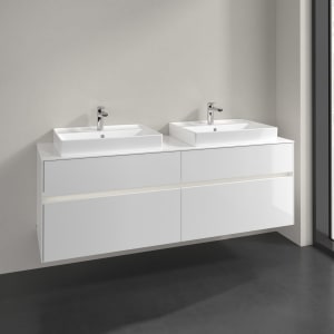 Villeroy & Boch Collaro Waschtischunterschrank 160 x 54,8 cm mit 4 Auszügen und LED Licht, für WT beidseitig