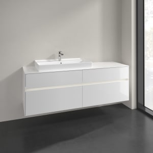 Villeroy & Boch Collaro Waschtischunterschrank 160 x 54,8 cm mit 4 Auszügen und LED Licht, für WT links