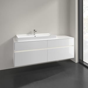 Villeroy & Boch Collaro Waschtischunterschrank 160 x 54,8 cm mit 4 Auszügen und LED Licht, für WT links